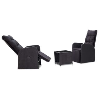 Mobilier De Bistro 3 PCs Avec Coussins Résine Tressée Noir