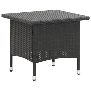 Table À Thé Noir 50x50x47 Cm Résine Tressée
