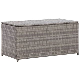 Boîte De Rangement De Jardin Avec Doublure Résine Tressée 100x50x50 Cm Gris Caisse Coffre