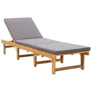 Chaise Longue Pliante Avec Coussin Bois D'acacia Solide