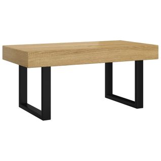 Table Basse Marron Clair Et Noir 90x45x40 Cm Mdf Et Fer
