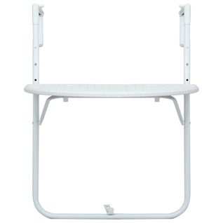 Table De Balcon Aspect Rotin - 60x64x83.5 Cm - Blanc