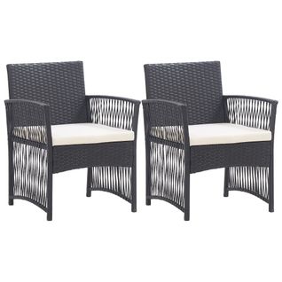 Fauteuils De Jardin Avec Coussins Lot De 2 Noir Résine Tressée