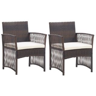 Fauteuils De Jardin Et Coussins Lot De 2 Marron Résine Tressée