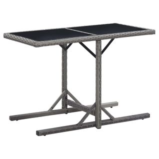 Table De Jardin Anthracite 110x53x72 Cm Verre Et Résine Tressée