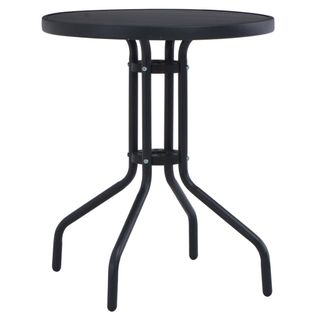 Table De Jardin Noir 60 Cm Acier Et Verre