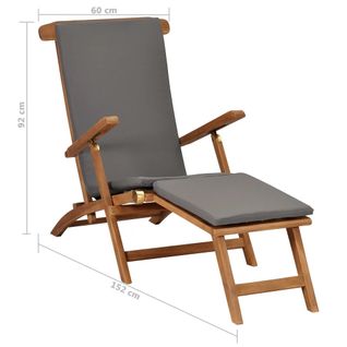 Chaise Longue Avec Coussin - 152x92x60 Cm - Gris Foncé