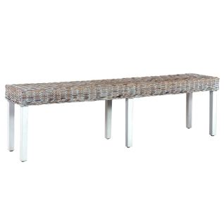 Banc 160 Cm Blanc Rotin Naturel Kubu Et Bois De Manguier Massif