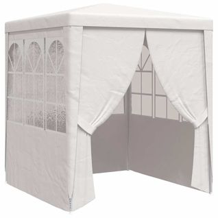 Tente De Réception Avec Parois Latérales 2x2 M Blanc 90 G/m²