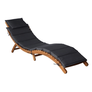 Chaise Longue Avec Coussin Bois D'acacia - 180x89x74 Cm - Gris Anthracite