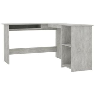 Bureau D'angle En L 120 X 140 X 75 Cm Gris Béton Avec Tablettes Coulissantes Pour Clavier