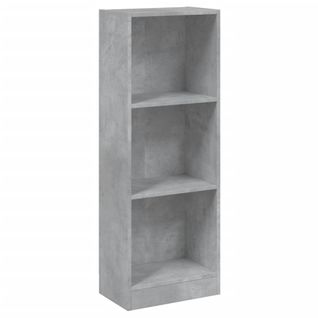 Bibliothèque à 3 Niveaux Gris Béton Bois Contreplaqué