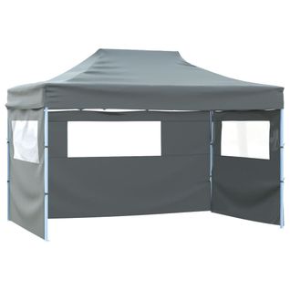 Tente De Réception Pliable Avec 3 Parois 3x4 M Acier Anthracite