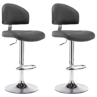 Tabourets De Bar Lot De 2 Gris Similicuir
