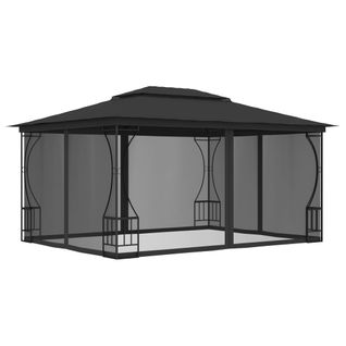 Vidaxl Tonnelle Avec Moustiquaire 300x400x265 Cm Anthracite Belvédère Chapiteau Tente De Réception