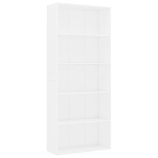 Bibliothèque à 5 Niveaux Blanc 80x30x189 Cm Bois Contreplaqué