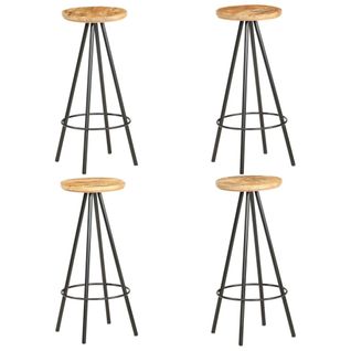 Tabourets De Bar 4 PCs Bois De Manguier Brut