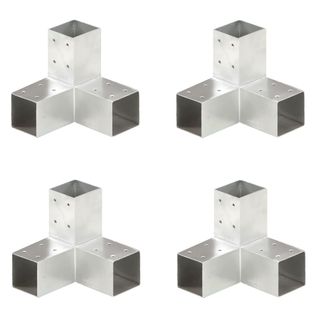 Lot 4 Connecteurs Poteaux Y Galvanisés Métal 71x71 Mm Robuste