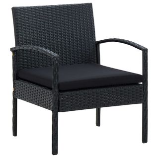 Chaise De Jardin Avec Coussin Résine Tressée Noir