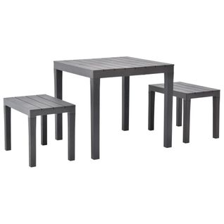 Table De Jardin Avec 2 Bancs - 78x78 X72 Cm - Marron Clair