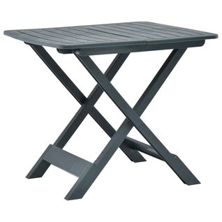 Table Pliable De Jardin Vert 79x72x70 Cm Plastique Rectangulaire Meuble Terrasse Patio