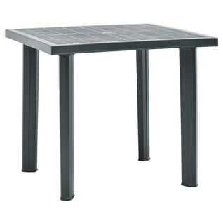 Table De Jardin En Plastique Vert 80x75x72 Cm, Résistante Auxintempéries, Trou Pour Parasol