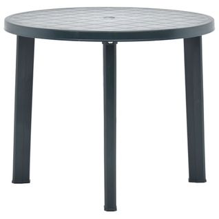 Table De Jardin Vert 89 Cm Plastique Rond Meuble Manger Terrasse Arrière-cour Extérieur