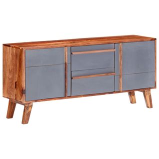 Buffet Gris 120x30x55 Cm Bois Massif