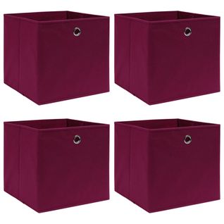 Boîtes De Rangement 4 Pièces Rouge Foncé 32x32x32 Cm Tissu