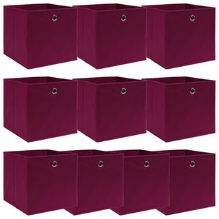 Boîtes De Rangement 10 Pièces Rouge Foncé 32x32x32 Cm Tissu