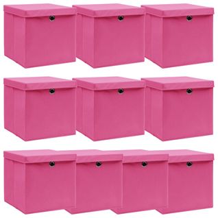 Boîtes De Rangement Avec Couvercles 10pcs Rose 32x32x32cm Tissu