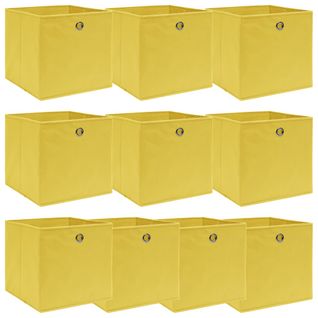 Boîtes De Rangement 10 Pièces Jaune 32x32x32 Cm Tissu