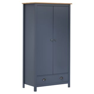 Armoire à 2 Portes Hill Gris 89x50x170cm Bois De Pin Solide