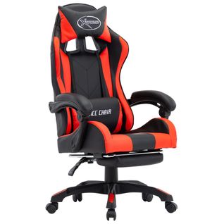 Fauteuil De Jeux Vidéo Et Repose-pied Rouge Et Noir Simili