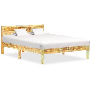 Cadre De Lit Sans Matelas Bois De Récupération Massif 120x200cm