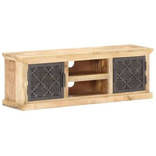 Meuble TV Avec Portes En Acier 120x30x40 Cm Bois De Manguier