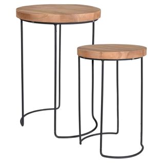 Ensemble De Tables D'appoint 2 Pièces Teck