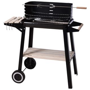 Barbecue à Charbon Rectangulaire Sur Roues - Noir