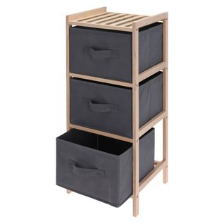Armoire De Rangement Avec 3 Boîtes De Rangement Gris Foncé