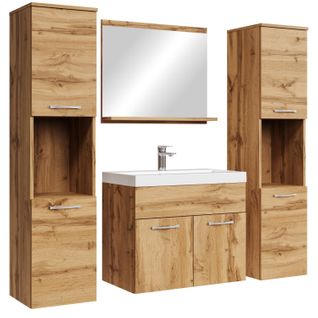 Meuble De Salle De Bain Montreal XL 60 Cm Lavabo Chene   Armoire De Rangement Meuble Lavabo Evier