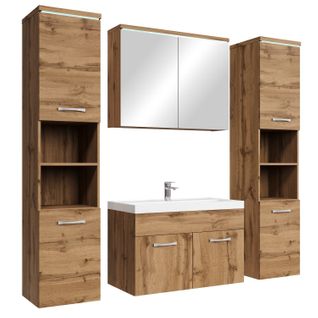 Meuble De Salle De Bain Paso XL 80 X 40 Cm Chene  – Armoire De Rangement Meuble Lavabo Evier Meuble