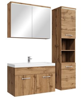 Meuble De Salle De Bain De Paso 80 X 40 Cm Lavabo Chene – Armoire De Rangement Meuble Lavabo
