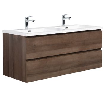 Meuble De Salle De Bain Angela 120 Cm Lavabo Marron – Armoire De Rangement Meuble Lavabo