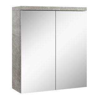 Meuble à Miroir Toledo 60 X 60 Cm Beton Gris   Miroir Armoire Miroir Salle De Bains Verre Armoire