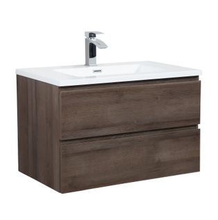 Meuble De Salle De Bain Angela 80 Cm Lavabo Chene Marron – Armoire De Rangement Meuble Lavabo