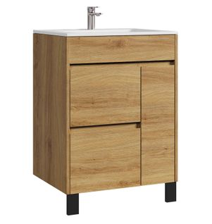 Meuble De Salle De Bain Salzburg 60cm Lavabo Chêne – Armoire De Rangement Meuble Lavabo