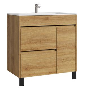 Meuble De Salle De Bain Salzburg 80cm Lavabo Chêne – Armoire De Rangement Meuble Lavabo