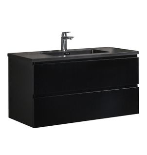 Meuble De Salle De Bain Angela 100 Cm   Lavabo Noir   Meuble Bas Meuble Vasque Meuble Vasque