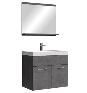 Meuble Vasque Montreal 60 Cm Avec Lavabo Et Miroir - Gris