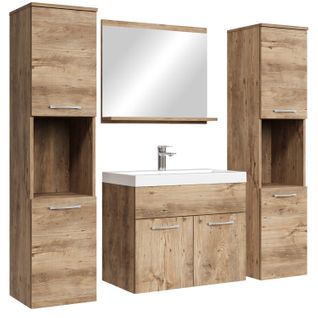 Meuble De Salle De Bain Montreal XL 60 Cm Lavabo Chêne Châtaignier   Armoire De Rangement Meuble